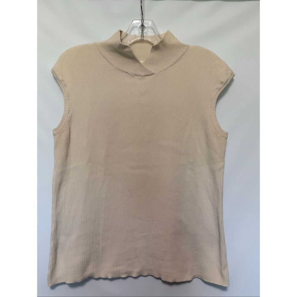 Coldwater creek Women sleeveless ribbed cream top size medium